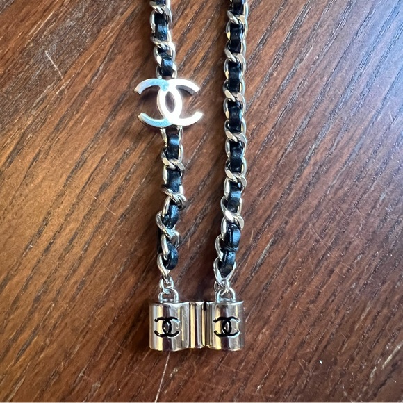Chanel Chain and Leather Interlocking Necklace - Picture 4 of 7